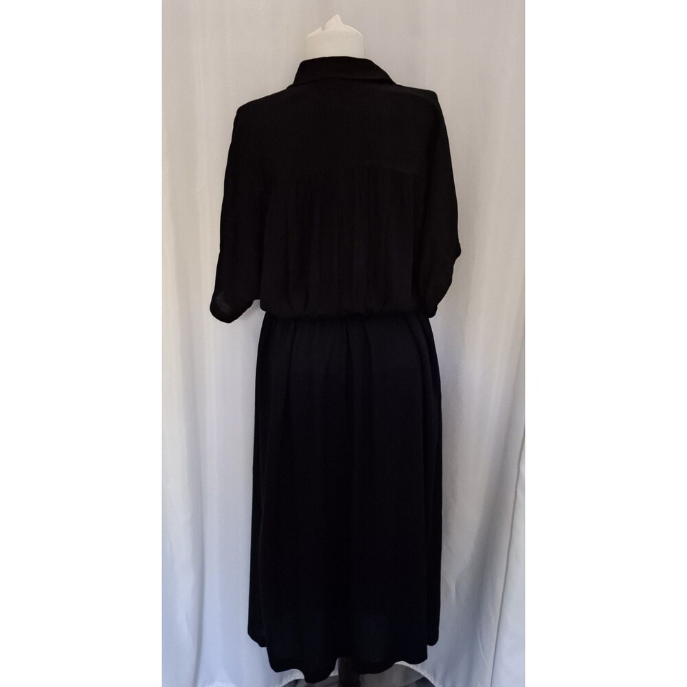VTG 90s oversized midi  Button down Crinkle shirt dress Pockets grunge sz 6 - Picture 4 of 5